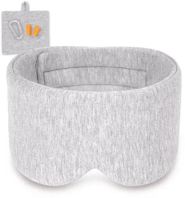Immagine prodotto di Maschera da notte in cotone di alta qualità per uomo e donna, taglia grande, morbidissima e confortevole, ideale per i viaggi e il riposo notturno, grigio chiaro