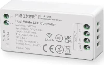 Zdjęcie produktu dla Sterownik Ściemniacz Kontroler Odbiornik LED CCT do Oświetlenia Taśm 12-24V DC 12A FUT035S MI-LIGHT