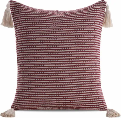 Produktbild von EUROFIRANY | Kissenbezug - 45 x 45 cm - bordeauxrote Sofakissenhülle – mit Fransen