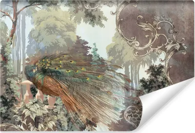 Produktbild von Muralo Selbstklebende Fototapete PFAU Bäume Ornamente Abstraktion Wanddeko Br. 104cm x Hö. 70.5cm