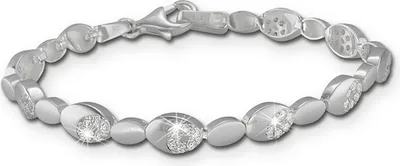 Image de SilberDream 18,8cm bracelet en argent ovale scintillant blanc femmes bijoux de bras D2SDA444W