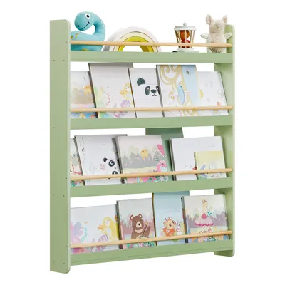 Produktbild von SONGMICS Bücherregal Kinder, Kinderregal mit 4 Ebenen, Spielzeugregal, Wandregal, grün-naturfarben