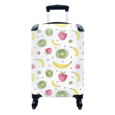 Produktbild von MuchoWow® Koffer Handgepäck Trolley Rollkoffer Kleine Reisekoffer mit 4 Rollen - Obst - Aquarell - Weiß - Cabin Size < 55x40x23 cm & 55x40x20 cm - Fotokoffer - Kabinenkoffer - Boardgepäck - Reise-Box - Reisekoffer - Reisegepäck - Koffer mit Bild - Trolley für Kinder