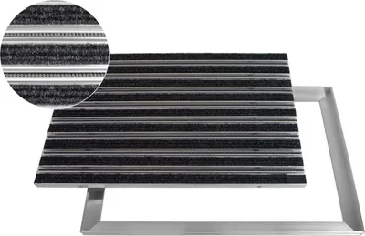 Produktbild von ACO Eingangsmatte Vario + Rahmen 26,5mm Aluminium, Rips Anthrazit + Bürsten Grau, 100x50cm