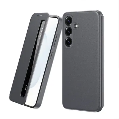 Immagine prodotto di Custodia per cellulare Smart View per Samsung Galaxy S26 Plus, custodia a libro in Pelle finta, grigia