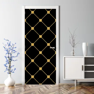 Produktbild von Dekorative Türposter selbstklebend Klebefolie Wandaufkleber Türaufkleber Gold Raute goldene 77 x 200 cm