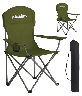 Obrázok produktu pre Relaxdays kempingová stolička, sada 2 ks, skladacie, taška na prenášanie, držiak na nápoje, nosnosť 150 kg, skladacie stoličky, polyester, kov, zelená