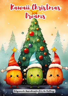 Produktbild von Kawaii Christmas Dreams Malbuch für kleine Kinder mit entspannenden Weihnachtsmustern
