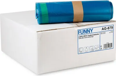Produktbild von Funny 250 Stück Zugbandsäcke in blau | 120 Liter,  LDPE-Reg. "extra"