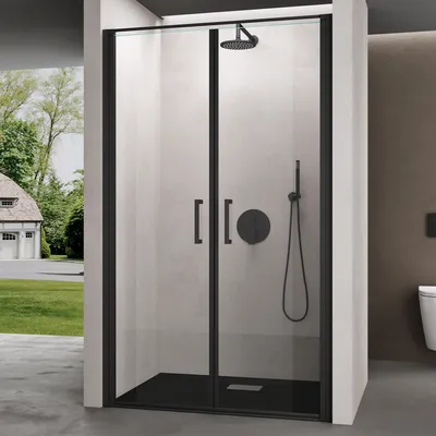 Produktbild von doporro Nischentür Nischendrehtür Duschabtrennung 120x195cm Großer Eintieg ESG-Sicherheitsglas Duschtür aus Klarglas Teramo66K schwarz