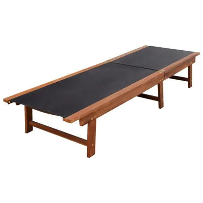 Image de vidaXL Bains de soleil 2 pcs. avec table acacia massif et textilène