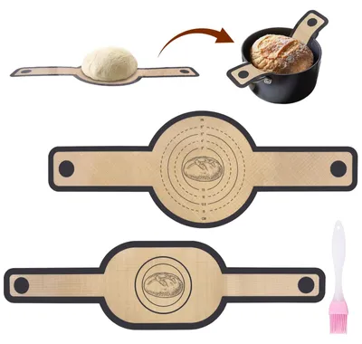 Produktbild von wiederverwendbare Silikon-Backmatten für Brot mit langen Griffen, Silikon-Brotschlaufe mit 1 Bürste für Bratformen, ovale und runde Backmatte, Antihaftbeschichtung, leicht zu reinigen, für Brotformen, Teig und Backöfen.
