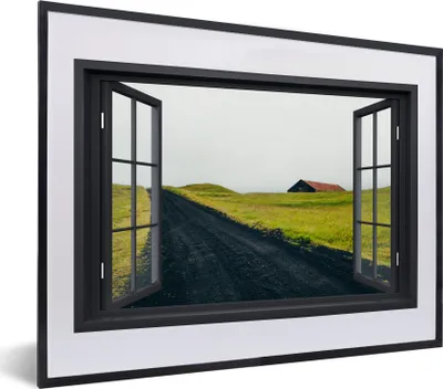Produktbild von MuchoWow® MuchoWow® Gerahmtes Poster Aussicht - Natur - Nebel 40x30 cm - Poster mit zchwarzem Bilderrahmen - Bilderrahmen - Poster im Rahmen