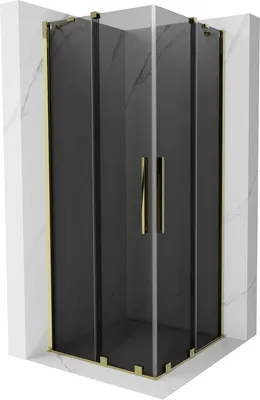 Produktbild von Mexen Velar Duschkabine 90x90cm Graphit/Gold Schiebetür 8mm Glas