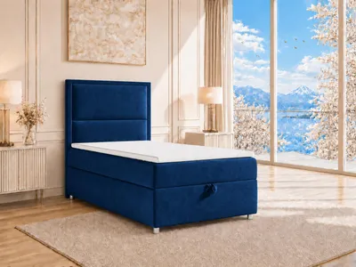 Produktbild von Best for Home Boxspringbett mit Bettkasten Trinity K11-SINGLE 90x200 Bonellfederkern inkl. Topper - Blau