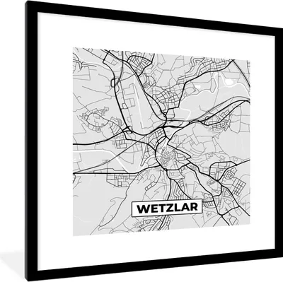 Produktbild von MuchoWow® Gerahmtes Poster Karte - Deutschland - Stadtplan - Wetzlar 40x40 cm - Poster mit Schwarzem Bilderrahmen Wandposter Rahmen Foto Bilder - Poster - Plakat im Rahmen