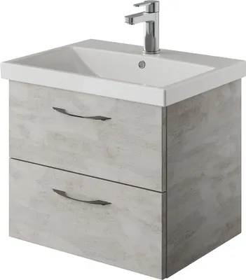 Produktbild von Badezimmer Waschtisch in Oxid Hellgrau mit Keramik Waschbecken VILLATORO-66, B/H/T ca. 60/53,2/45 cm