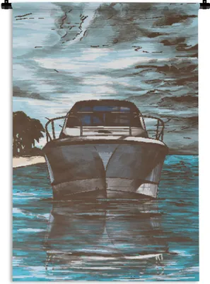 Produktbild von MuchoWow® Wandteppich Wandbehang Boot - Meer - Luft 120x180 cm Tapisserie Dekoration Wandtuch - Schlafzimmer - Dekorationen für das Haus
