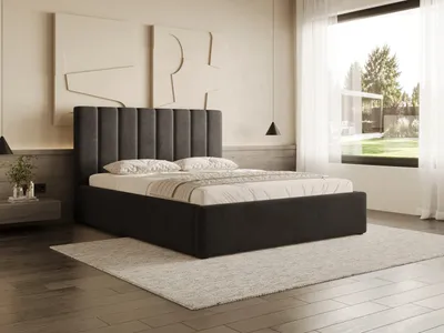 Produktbild von Chilly Möbel Design Bett Elodie - Polsterbett mit Bettkasten, Lattenrost und elegantem Kopfteil 160x200 cm / Holzrahmen / Samt / Braun