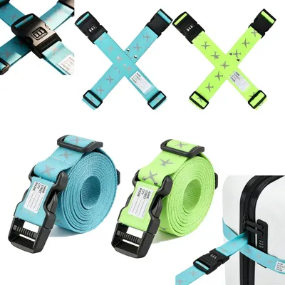 Image de Lot de 4 sangles de fixation de bagages réglables avec cadenas à combinaison