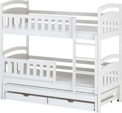 Produktbild von FURNLUX Bunk Bed Blanka Weiss 90x200cm / Hauptfarbe: Weiß / Abmessungen: 96 x 208 x 164 cm