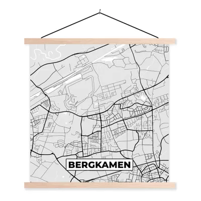 Produktbild von MuchoWow® Textilposter Stadtplan - Karte von Bergkamen - Deutschland - Karte 60x60 cm mit holzfarbenen Rahmen - Wanddekoration