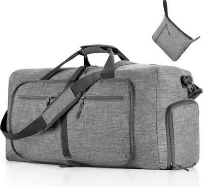 Zdjęcie produktu dla Torba podróżna Vomgomfom 65L z przegrodą na buty, duża składana torba na kemping, do podróży, fitness, szara