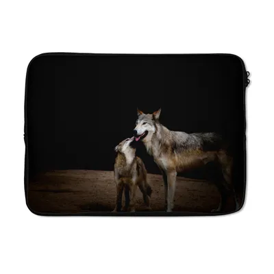 Produktbild von MuchoWow® Laptop Hülle 14 ZollMutterwölfin mit Welpe Laptoptasche - Laptoptasche - Stoßsicher - Schutzhaube