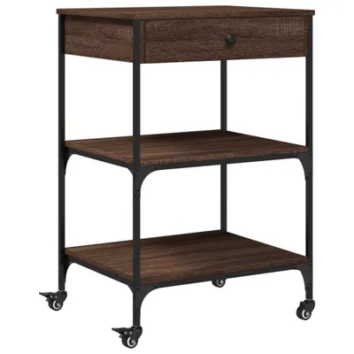 Obrázek produktu pro vidaXL Kuchyňský vozík hnědý dubový vzhled 60x48x89,5 cm materiál na bázi dřeva