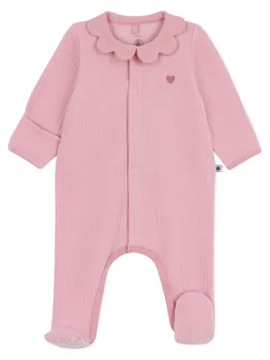 Productafbeelding van Petit Bateau baby pyjama van fluweel met effen kraag