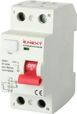 Produktbild von E.NEXT p080003 PRO 2P 40A 30mA 6kA TYP A Differenzialschutzschalter