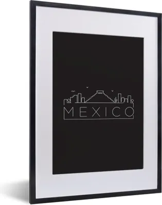 Produktbild von MuchoWow® MuchoWow® Gerahmtes Poster Stadtbild "Mexiko" mit schwarzem Hintergrund 30x40 cm - Poster mit zchwarzem Bilderrahmen - Wandposter Schlafzimmer