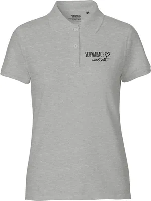 Produktbild von Huuraa Damen Polo Shirt Schwabach verliebt M Sport Grey Bio Baumwolle Fairtrade Poloshirt Geschenkidee
