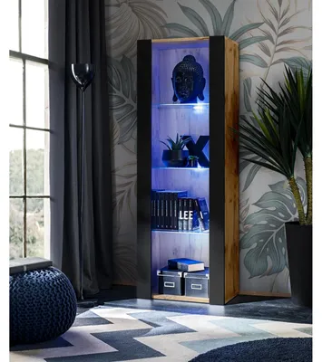 Image de Vitrine vitrine ouverte - Ouverte sans portes - 55 x 159 x 35 cm - 3 étagères en verre - Noir
