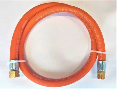 Image de Tuyau de propane pour barbecue de camping - 200 cm, 9 mm - Raccord rapide avec sécurité - Tuyau de butane pour barbecue de camping