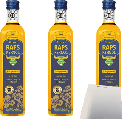 Produktbild von Moritz Rapskernöl 3er Pack (3x500ml Flasche) + usy Block