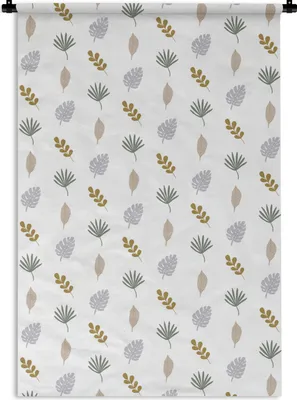 Produktbild von MuchoWow® Wandteppich Wandbehang Blätter - Pastell - Muster 90x135 cm Tapisserie Dekoration Wandtuch - Baumwolle - Wandskulptur