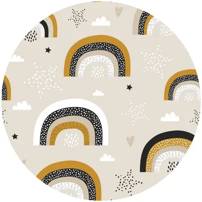 Produktbild von Sticker RUND für Kinderzimmer REGENBOGEN Wolken Sterne Herzen Fabel Wandtattoo Aufkleber XXL 100 cm x 100 cm