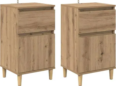 Image de vidaXL Table de nuit 2 pcs Chêne Artisan 40 x 35 x 70 cm Bois composite