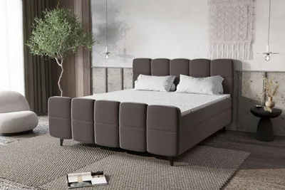 Produktbild von 99rooms Capri Boxspringbett 160x200 cm Velours KRONOS Grau