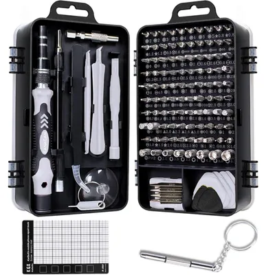 Image de Kit d'outils de précision Feinmechaniker, 130 pièces, pour réparations électroniques, couleur gris