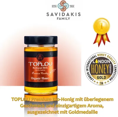 Produktbild von SI-MEL SAVIDAKIS 12505 - Premium Organic-Thymianhonig mit Wildkräuter 400g 'Toplou' von Sitia Kreta