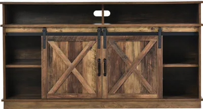 Produktbild von okwish Großer TV-Schrank, TV Stand, Fernsehschrank Einstellbare Regale für Wohnzimmer Esszimmer, Sideboard mit 2 Schiebetüren, 148*40*78cm Braun