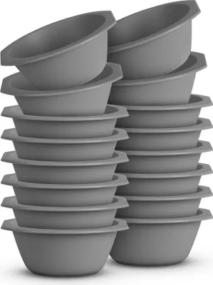 Zdjęcie produktu dla zestaw 16 plastikowych misek Plastikowa miska - nie zawiera BPA - można myć w zmywarce - (Ø15,5 cm / szary) nietłukący PP - miska na płatki śniadaniowe dla dzieci - sałatka z makaronem