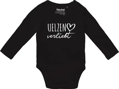 Produktbild von Huuraa Baby Body Uelzen verliebt 62 Black  Baumwolle Fairtrade Langarmbody Geschenkidee