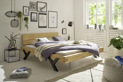 Produktbild von WORB Modernes Massivholzbett 180x200 - Komfortables & hochwertiges Balkenbett aus massiver Fichte - 202 x 85 x 230 cm (B/H/T)