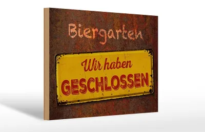Produktbild von Holzschild Biergarten wir haben geschlossen, 30x20 cm, Holzschilder Spruch Getränke Alkohol Bier Bayern