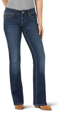 Image de Jean coupe boot stretch pour femmes Wrangler, modèle rétro, taille moyenne, couleur sombre