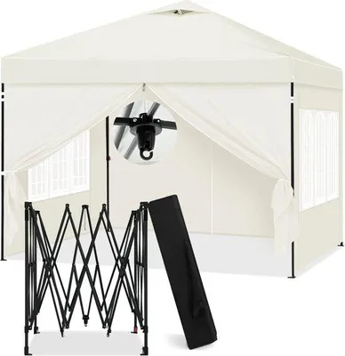 Image de Tente de réception pliable 3 x 3 m avec parois latérales et fenêtres