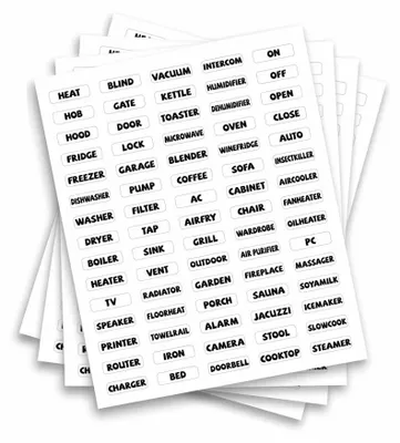 375 Aufkleber für Haushaltsgeräteschalter, 75 Motive, transparent